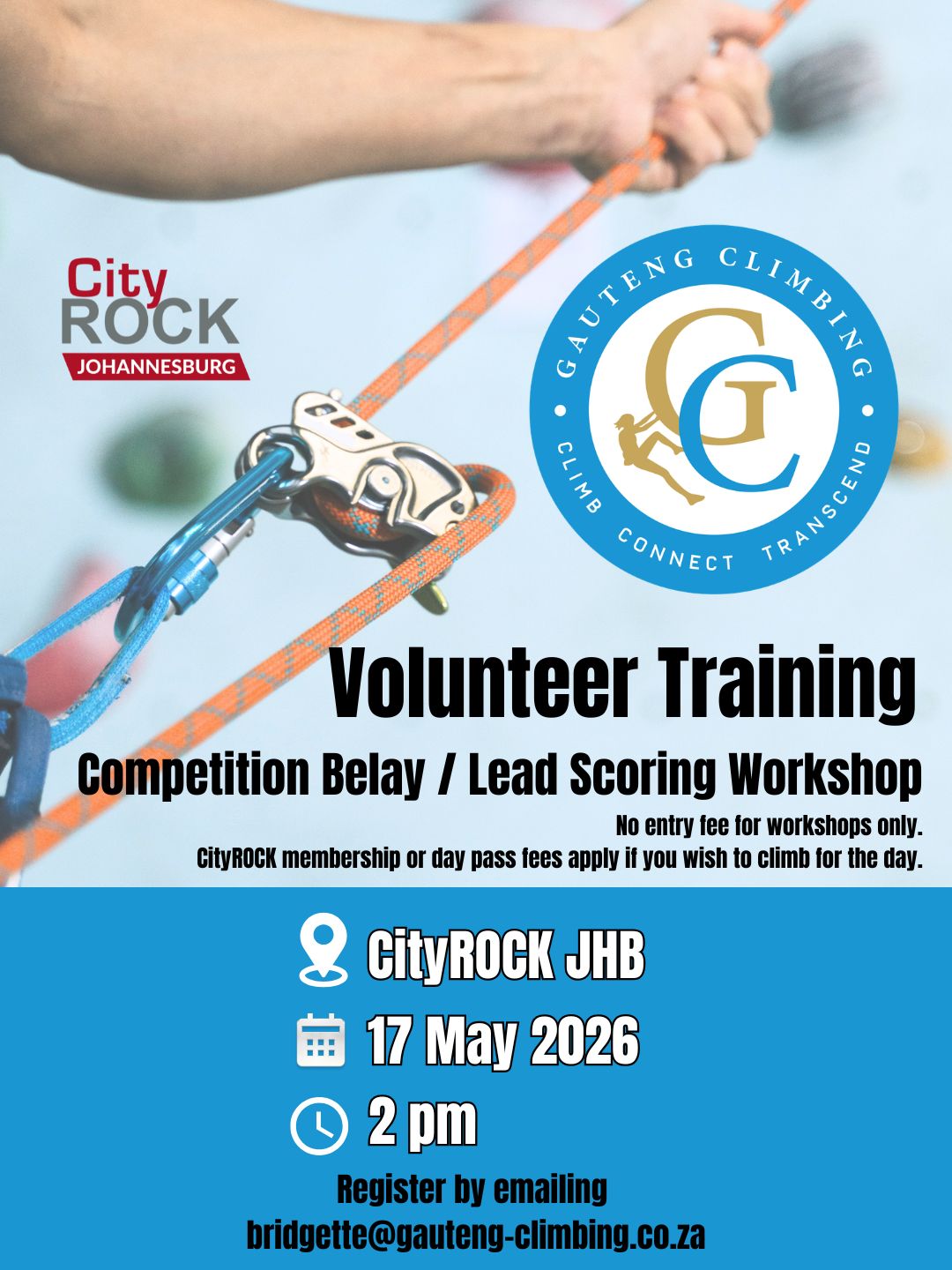Gauteng Climbing Volunteer Training poster