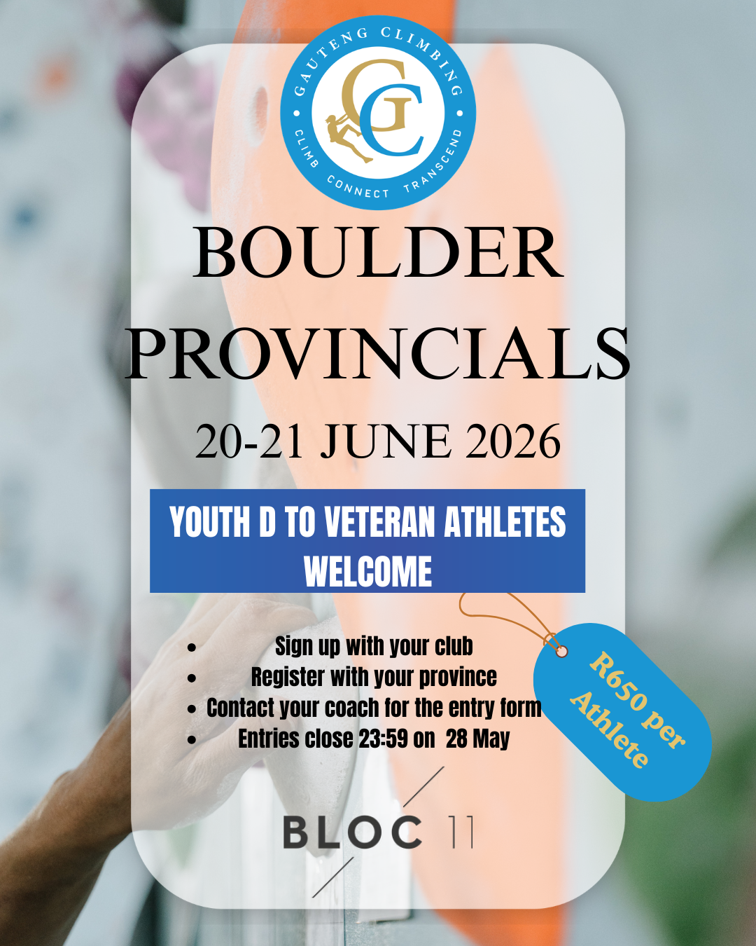 Gauteng Climbing 2026 Boulder Provincials poster